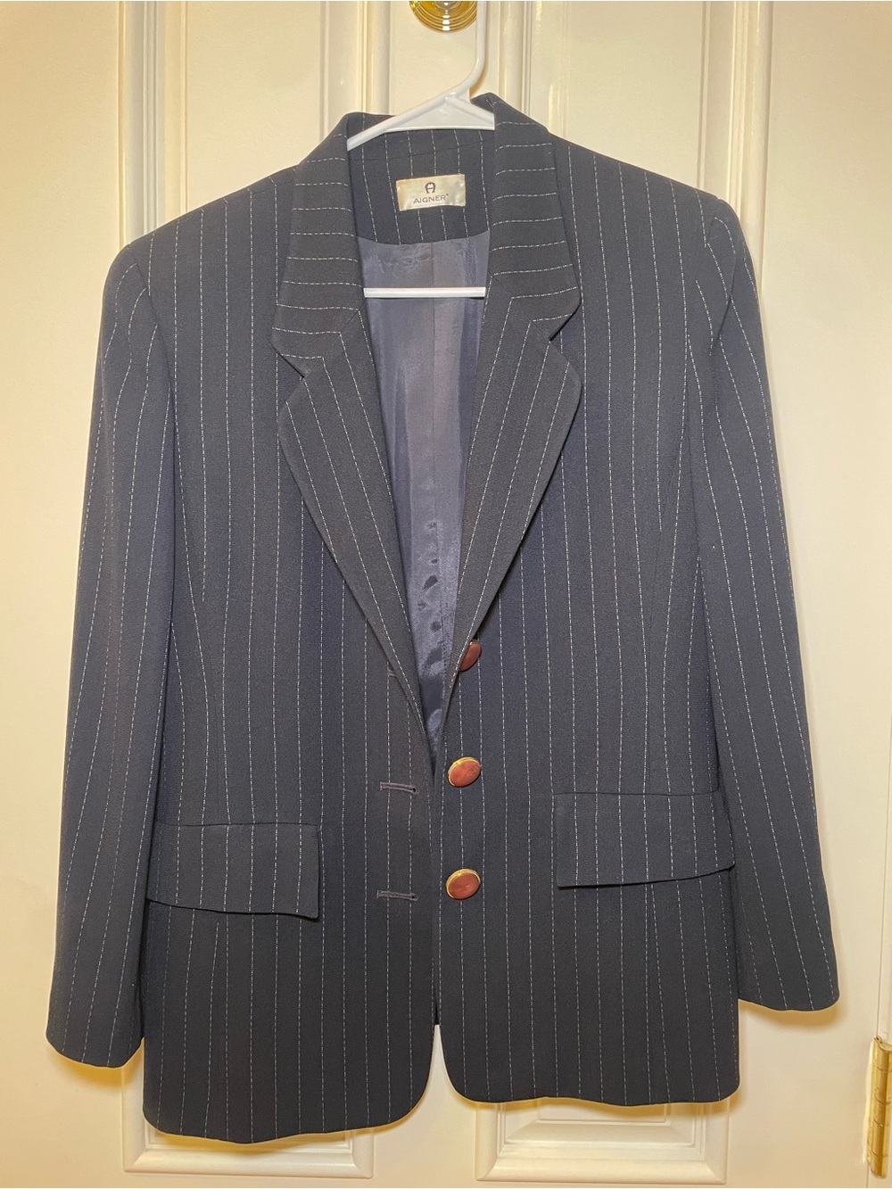 Pinstripe Blazer - Navy
